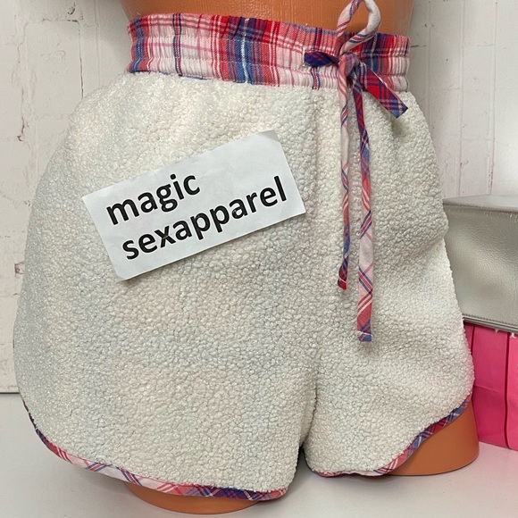 VS S L XL SLEEP SHORTS SHERPA PLAID PAJAMAS BOW SUPER SOFT - Picture 1 of 2